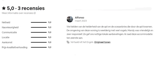Review Airbnb maart 2023